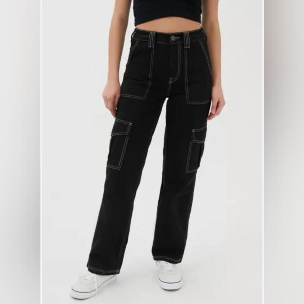 BDG women’s high-waisted contrast stitch skate jean in black size 26
